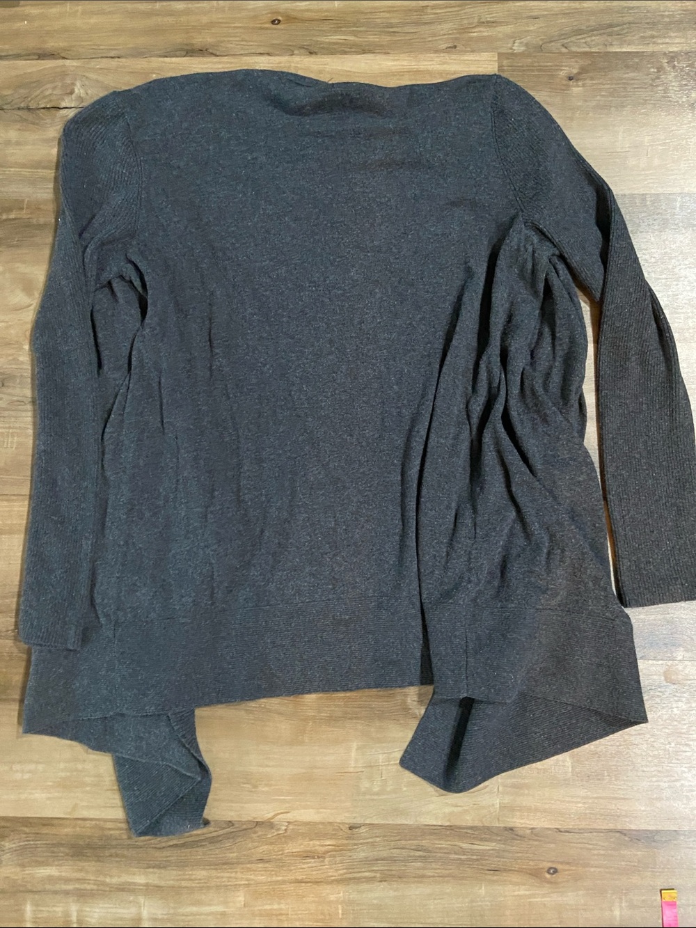 LOFT Charcoal Open-Front Draped Cardigan - Picture 6 of 6